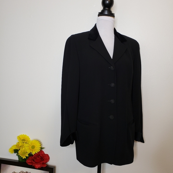 Salvatore Ferragamo Tuxedo Jacket Black Wool Suit Coat Velvet Collar Luxury Chic - Picture 10 of 16